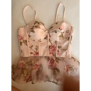 Dress The Population Corset Bustier Fairycore, Floral Small Fits XS Boning Repai